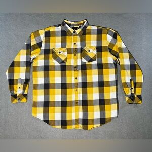 Ocean Current Men’s Shirt XL Yellow Gray Plaid Button Down Long Sleeve Cotton